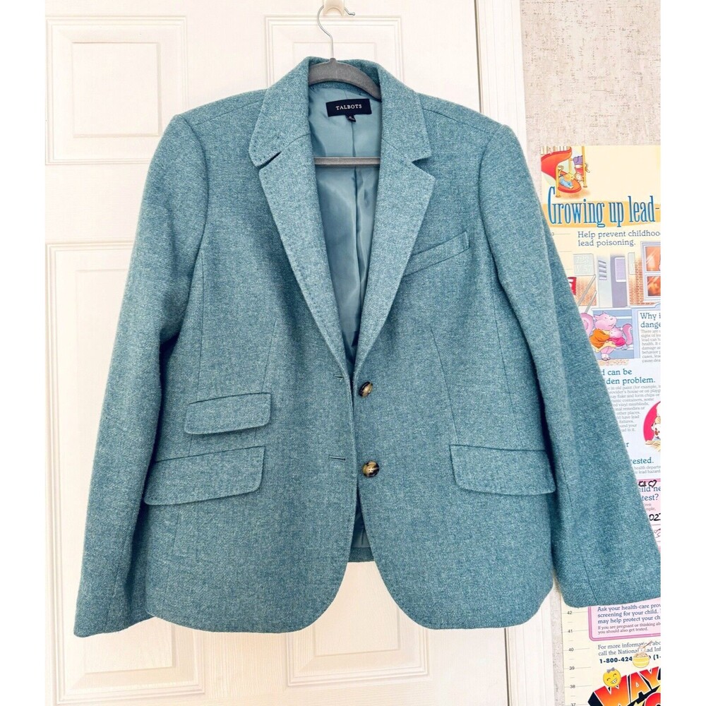 NWOT Talbots Size 16 Teal Blue Wool Blend Women’s Blazer